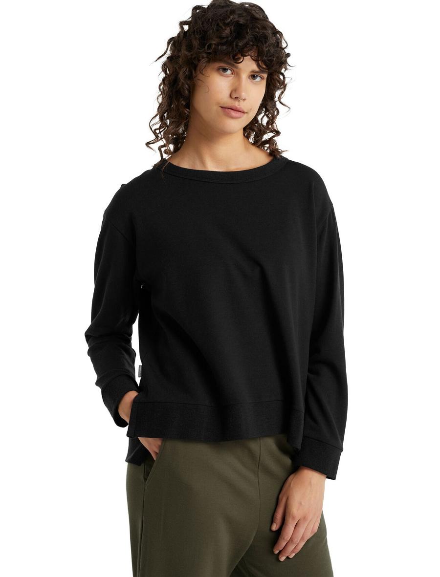 Black Icebreaker RealFleece™ Merino Dalston Long Sleeve Women's Sweatshirts | AU 1614FDNM